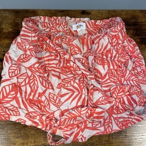 Coral and Tan Tropical Print Shorts